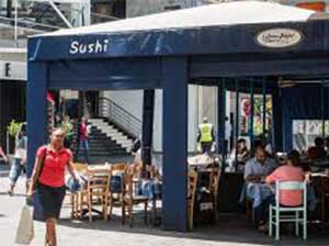 PVC Gazebo with roller blinds and branding